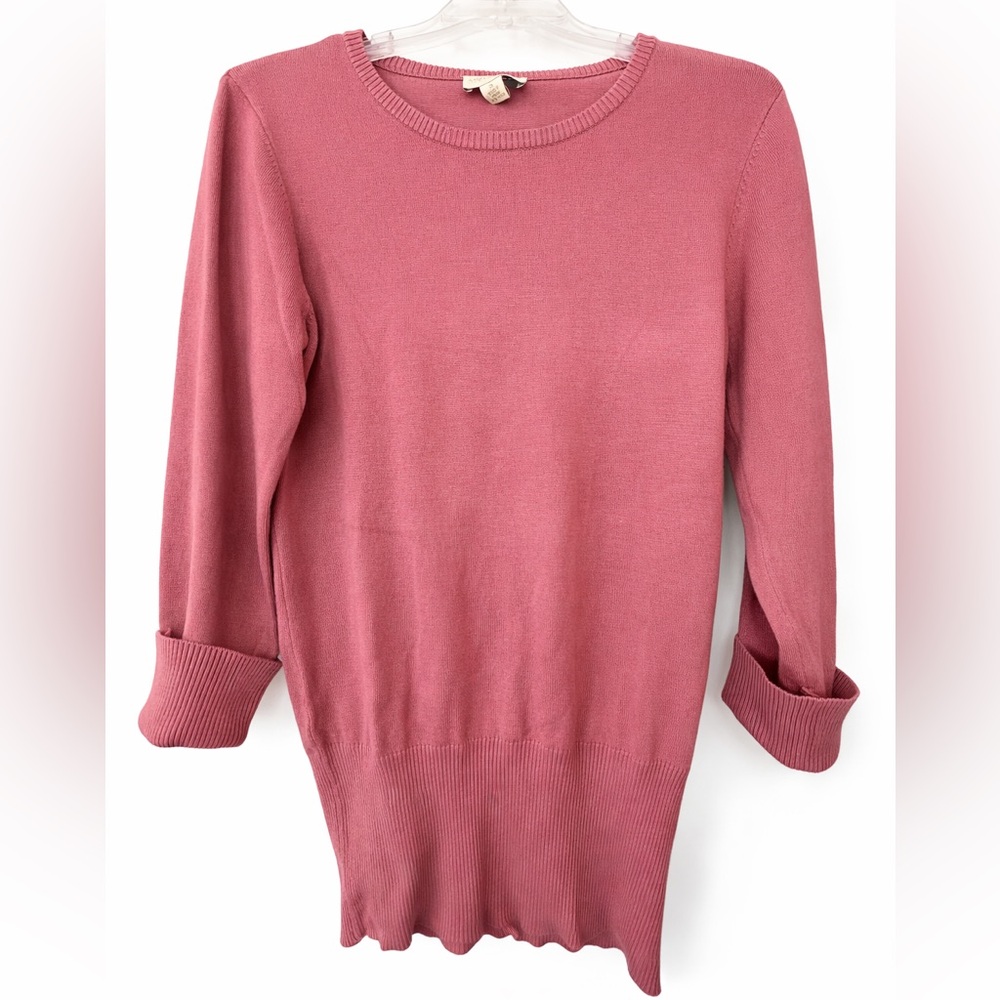 Appleseeds Pullover Sweater rose pink mauve crew neck lightweight size S